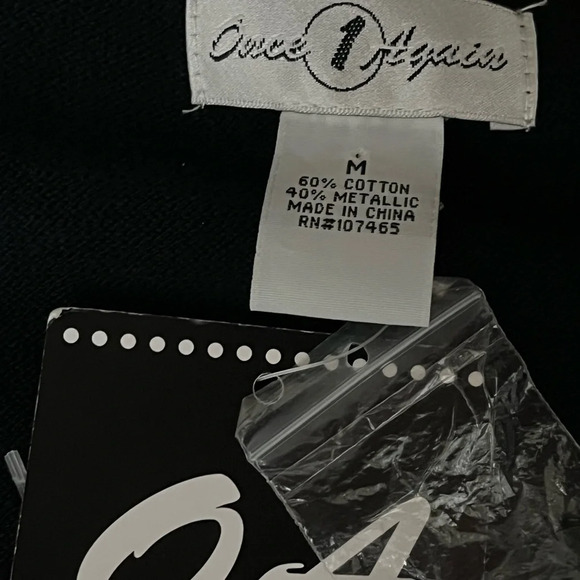 VINTAGE ONCE AGAIN SEQUIN CARDIGAN BLACK LONG SLEEVE MODEST MATURE GRAMMACORE M - Picture 7 of 9